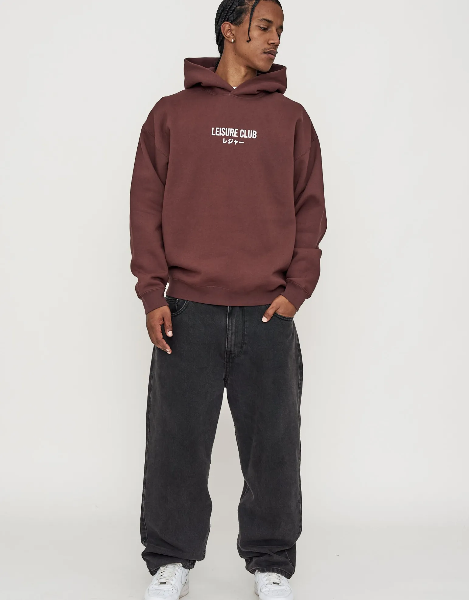 Leisure Club Puff Print Oversized Hoodie in Empire Yellow