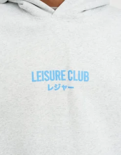 Leisure Club Puff Print Oversized Hoodie in Empire Yellow