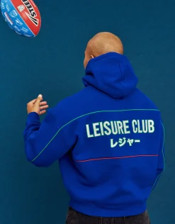 Leisure Club Team Oversized Hoodie in Blue