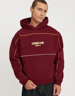 Leisure Club Team Oversized Hoodie in Maroon