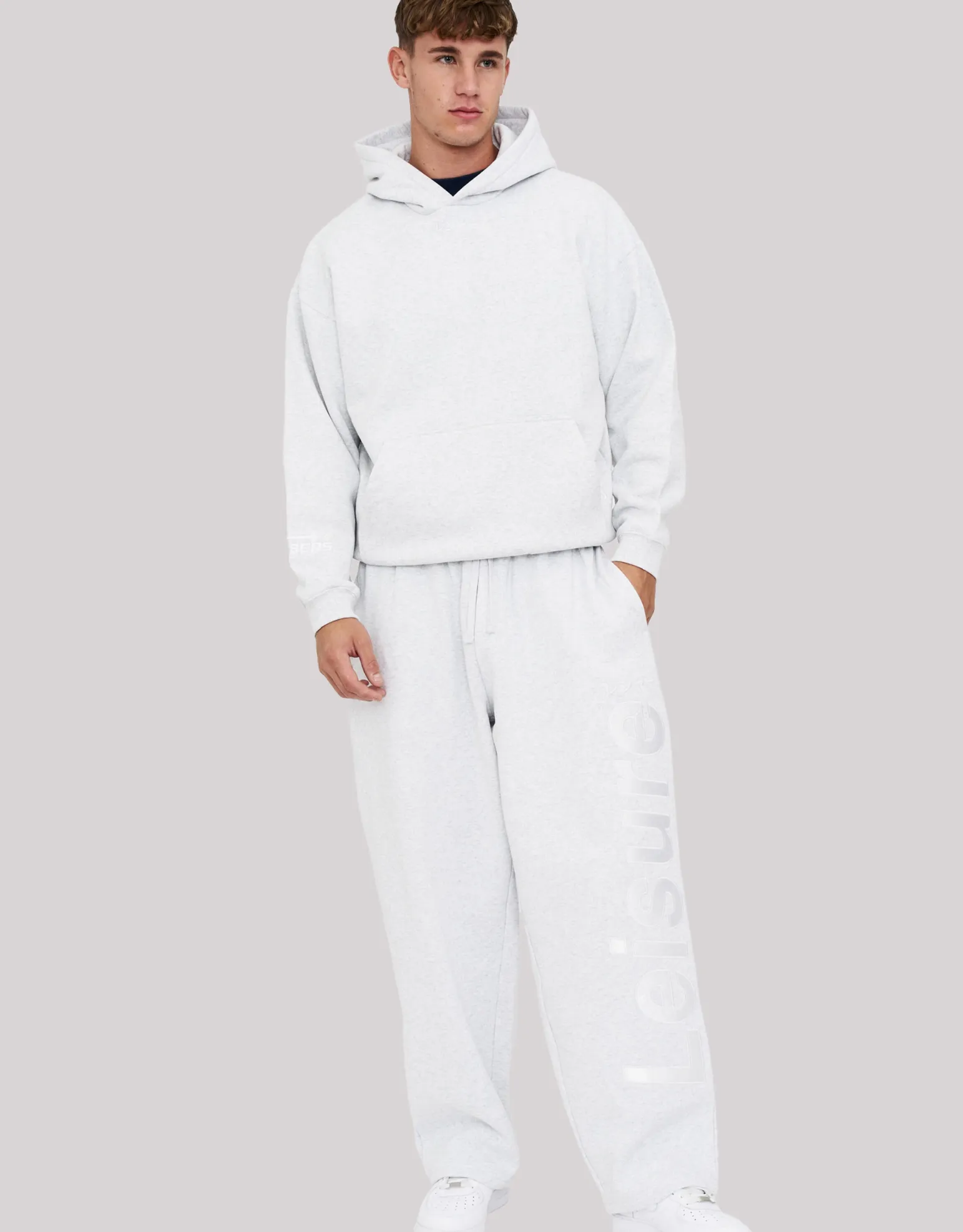 Leisure Embroidered Oversized Hoodie in Snow Marle
