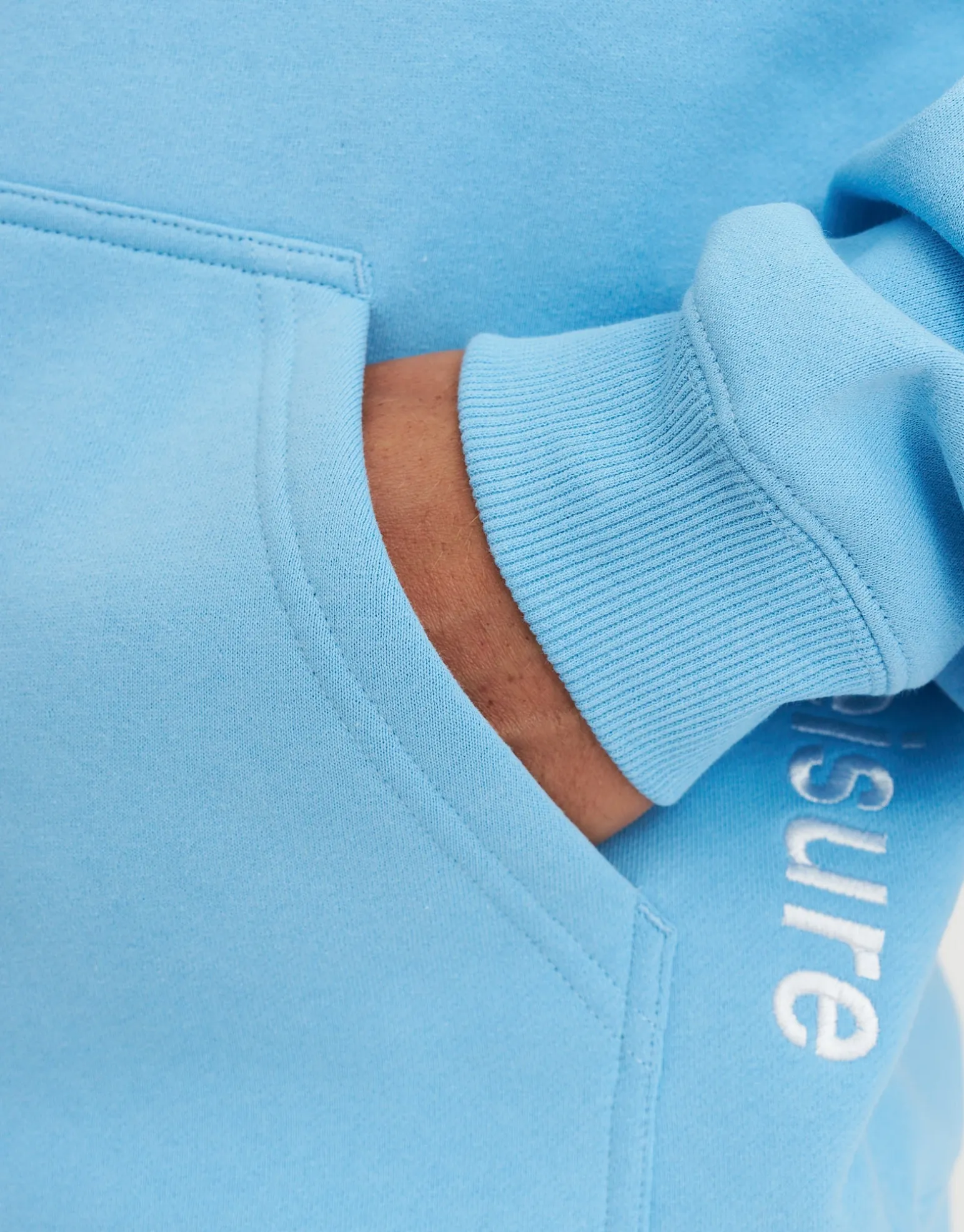 Leisure Embroidered Oversized Hoodie in Ice Blue