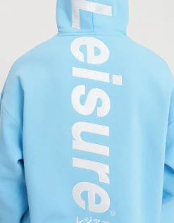 Leisure Embroidered Oversized Hoodie in Ice Blue