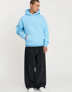 Leisure Embroidered Oversized Hoodie in Solid Black