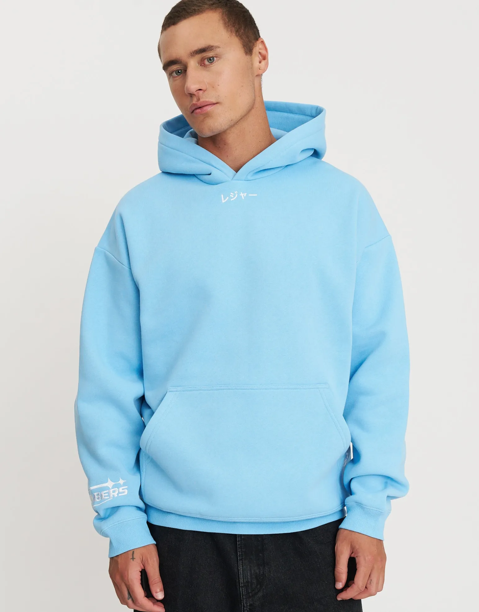 Leisure Embroidered Oversized Hoodie in Solid Black