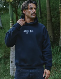Leisure Embroidered Oversized Hoodie in Solid Black