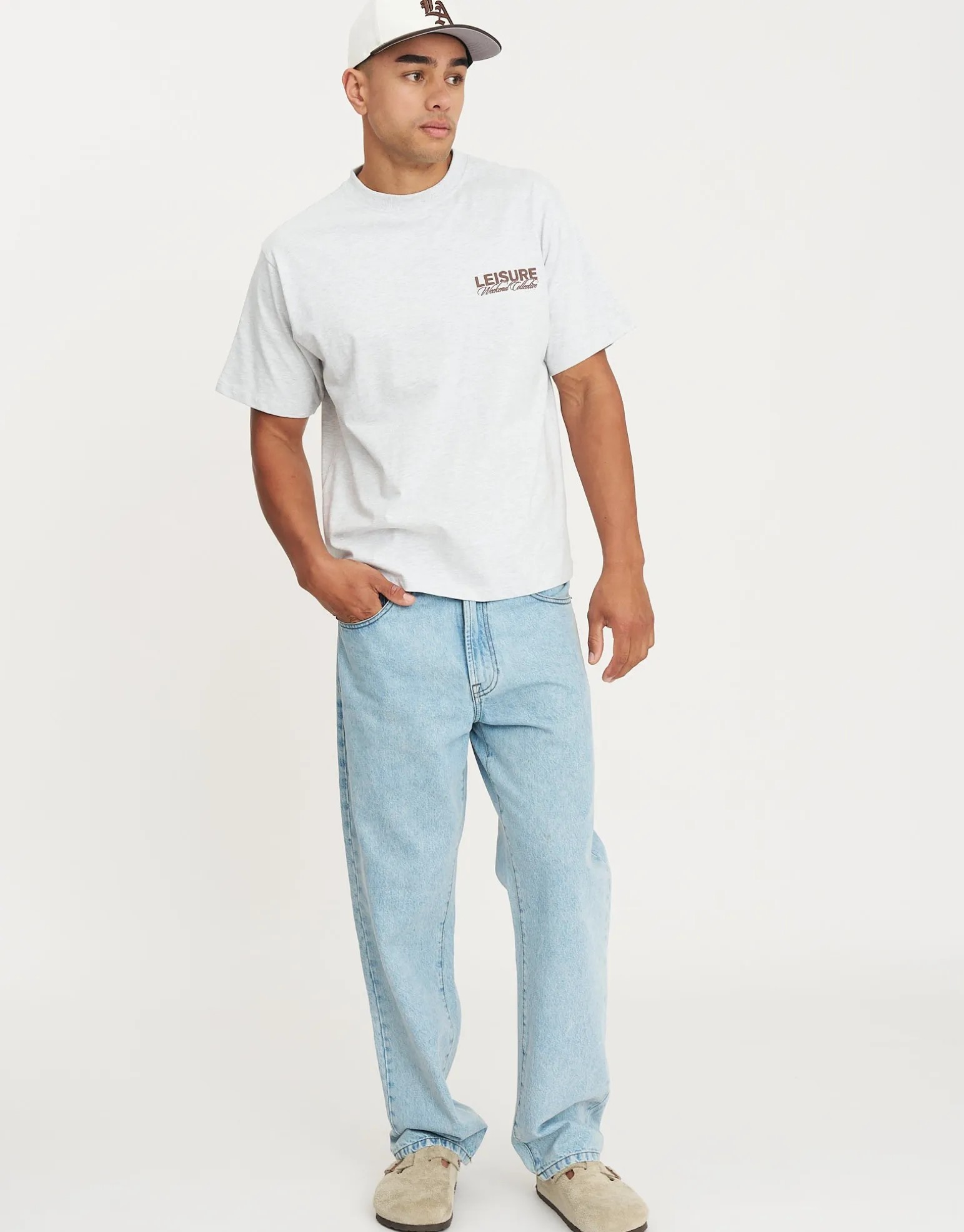 Leisure Weekend Collective Relaxed Fit T Shirt in Snow Marl