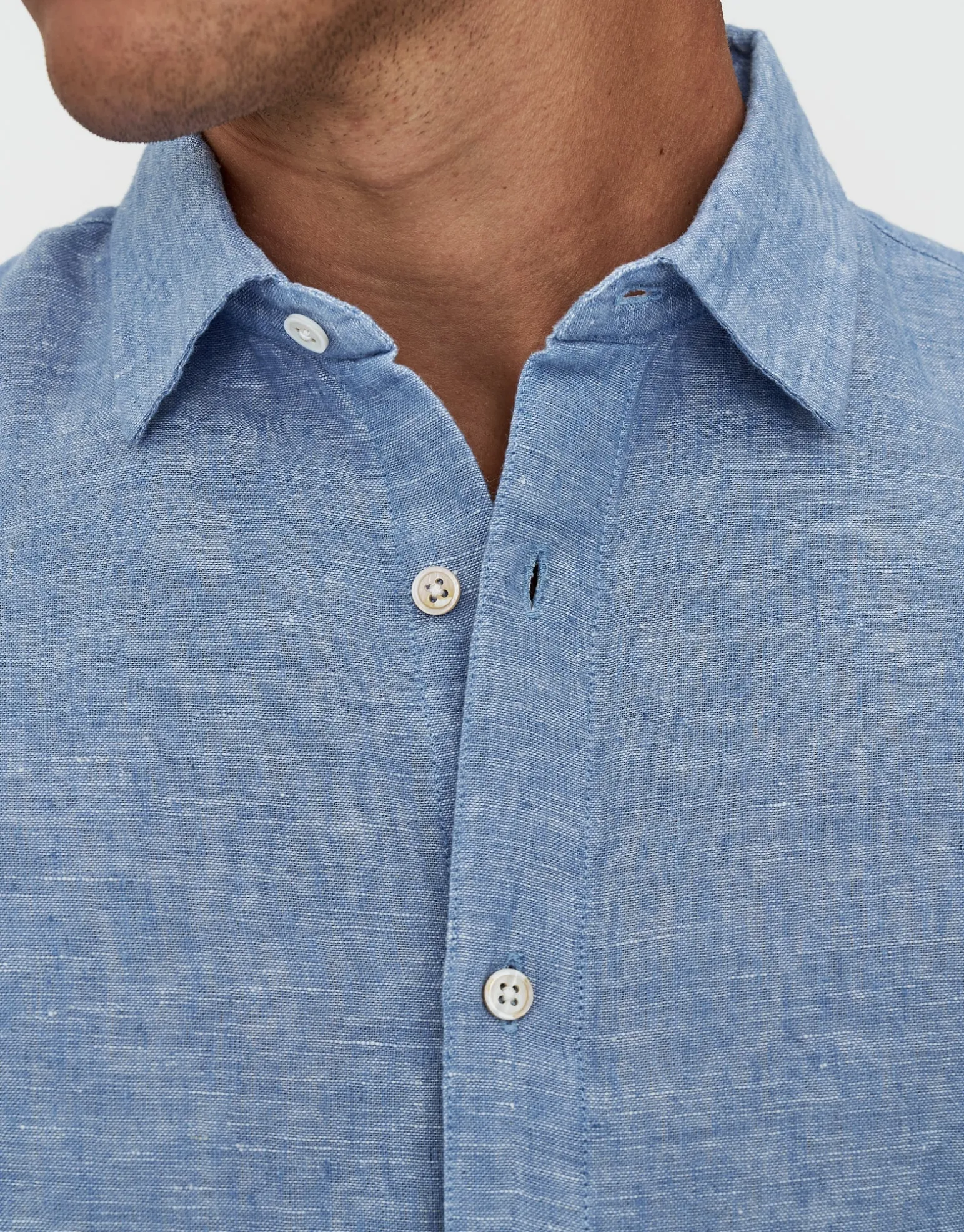Linen Blend Long Sleeve Shirt in White