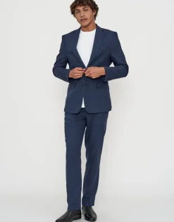 Linen Blend Slim Fit Suit Jacket in Oat