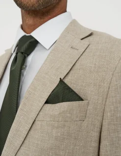 Linen Blend Slim Fit Suit Jacket in Oat