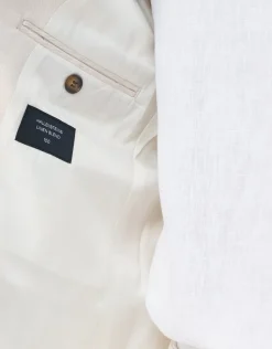 Linen Blend Slim Fit Suit Jacket in Oat