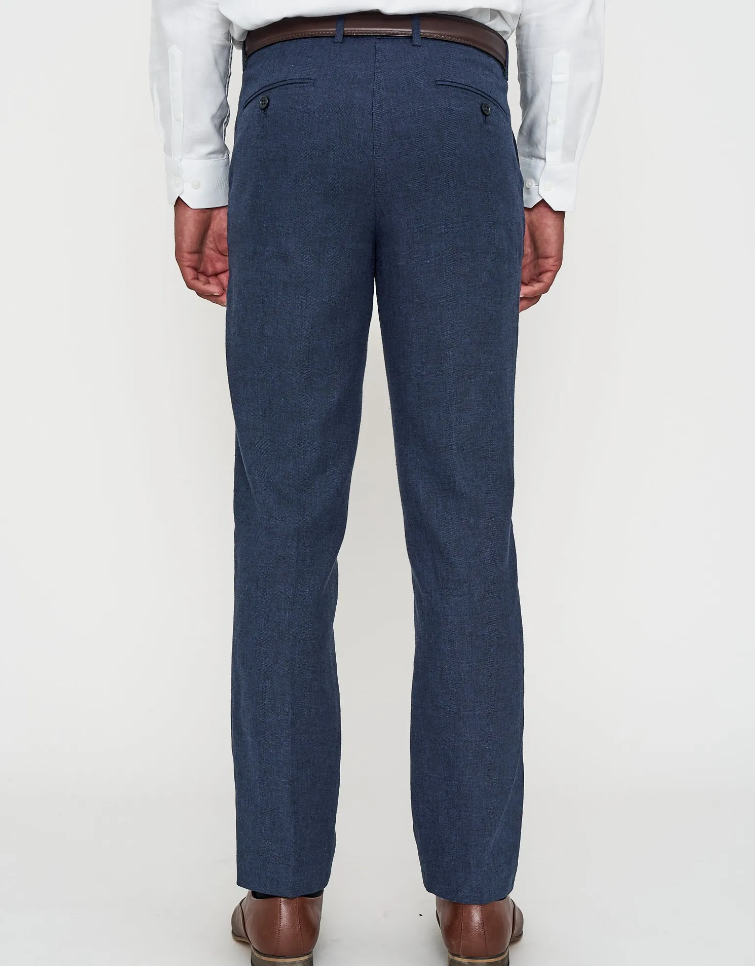 Linen Blend Slim Fit Suit Pants in Oat