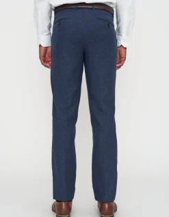 Linen Blend Slim Fit Suit Pants in Navy