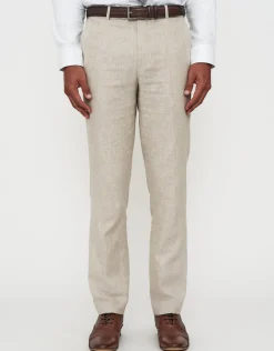 Linen Blend Slim Fit Suit Pants in Navy