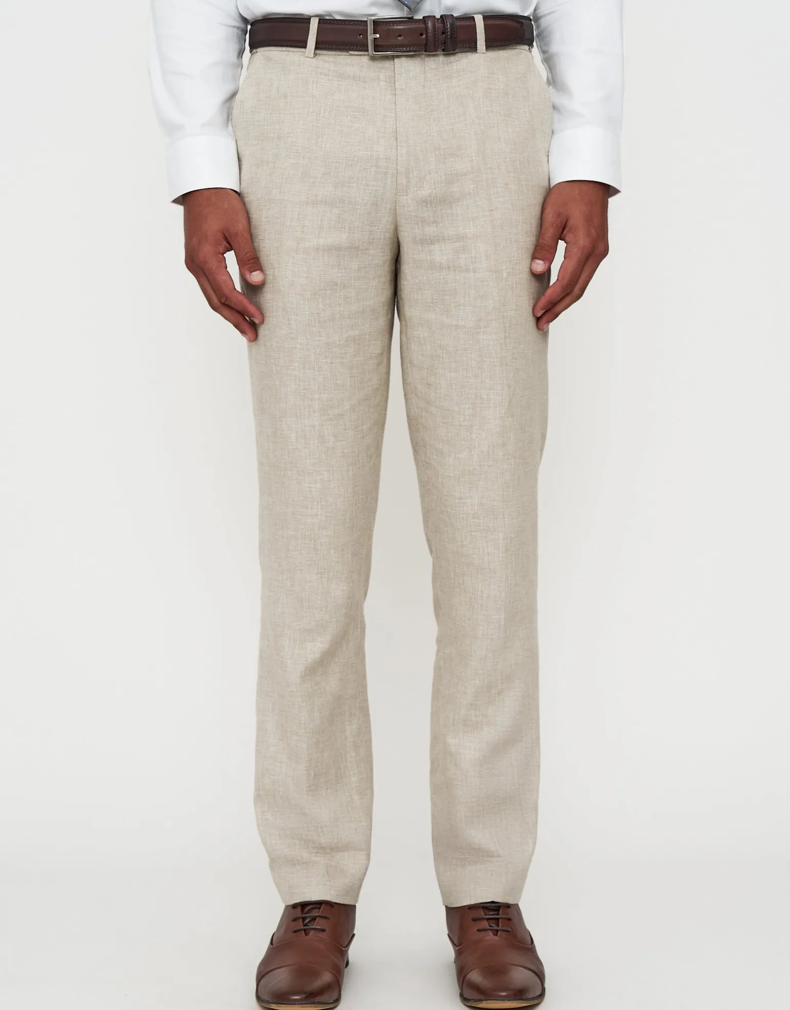 Linen Blend Slim Fit Suit Pants in Navy