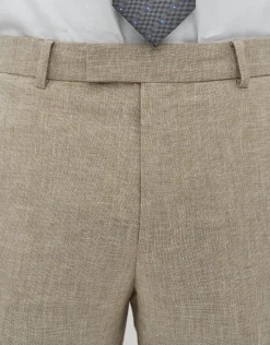 Linen Blend Slim Fit Suit Pants in Navy