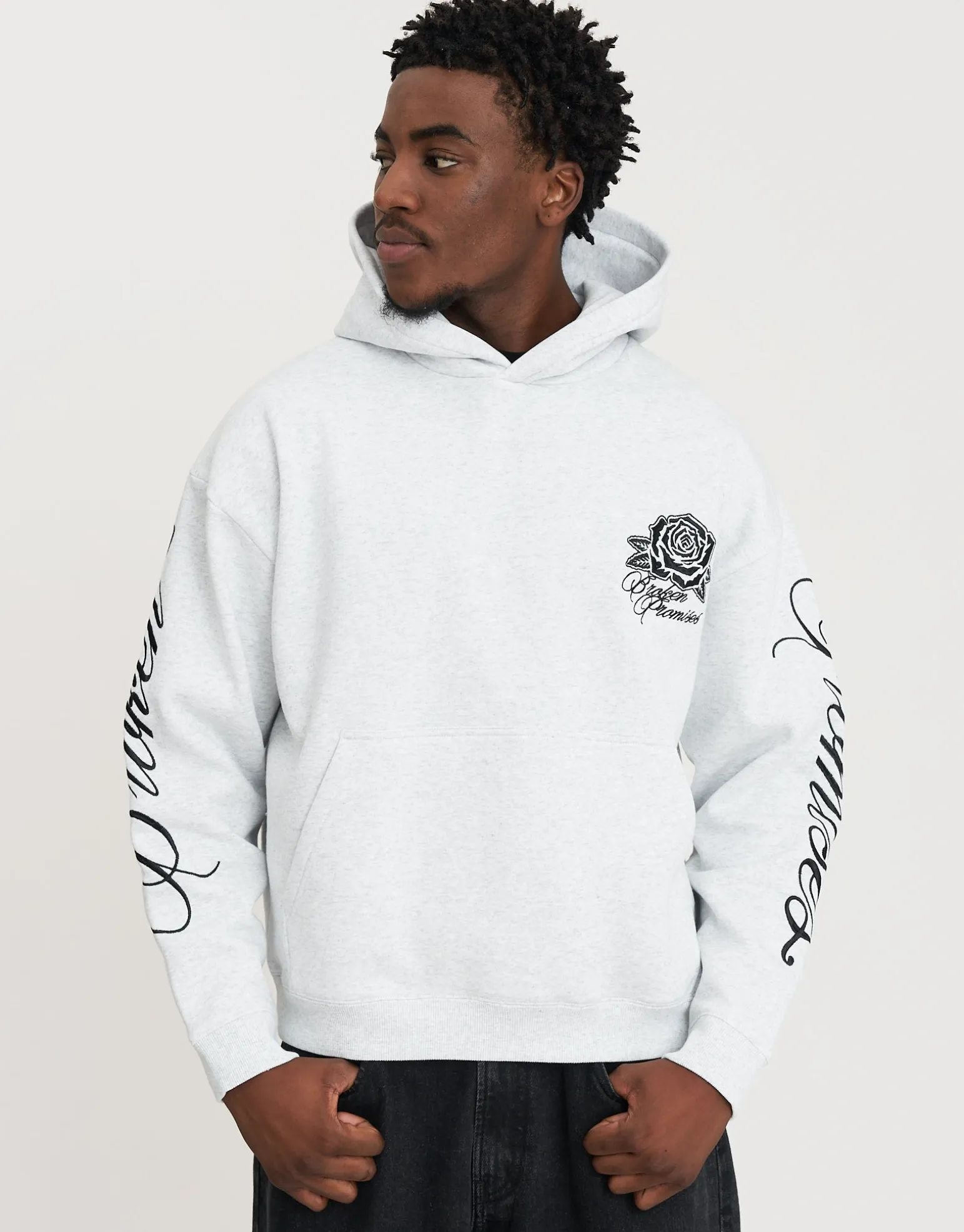 Los Angeles Rose Oversized Hoodie in Washed Black