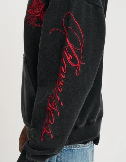 Los Angeles Rose Oversized Hoodie in Washed Black