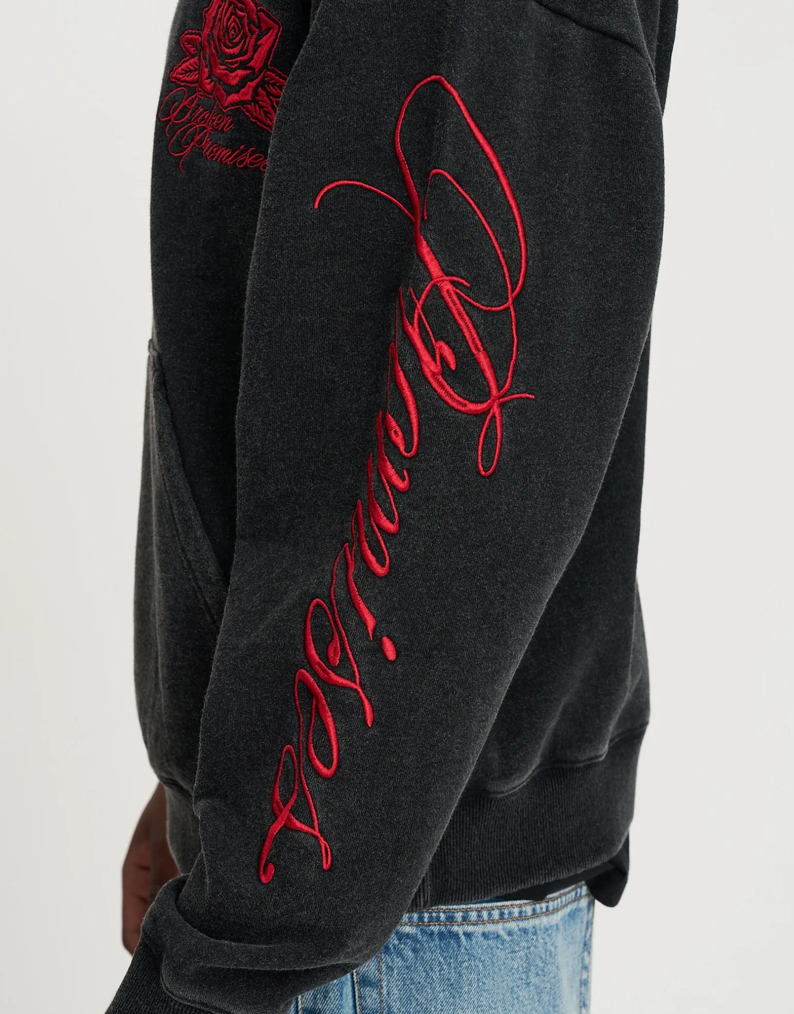 Los Angeles Rose Oversized Hoodie in Washed Black