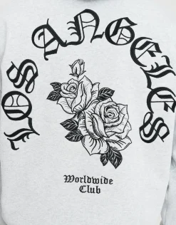 Los Angeles Rose Oversized Hoodie in Washed Black