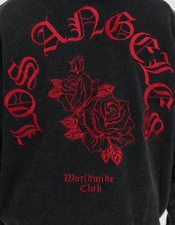 Los Angeles Rose Oversized Hoodie in Snow Marle