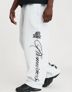 Los Angeles Rose Wide Leg Track Pants in Snow Marle