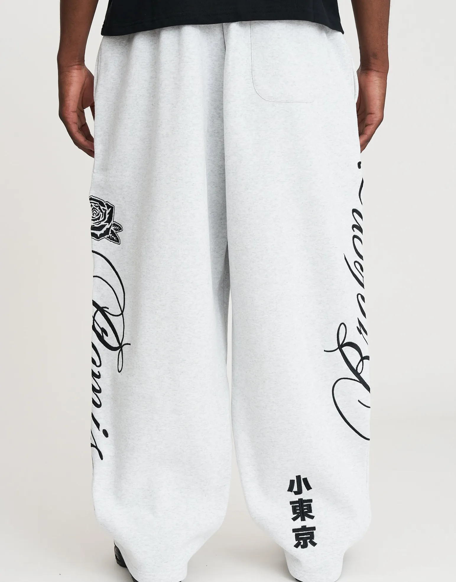 Los Angeles Rose Wide Leg Track Pants in Snow Marle