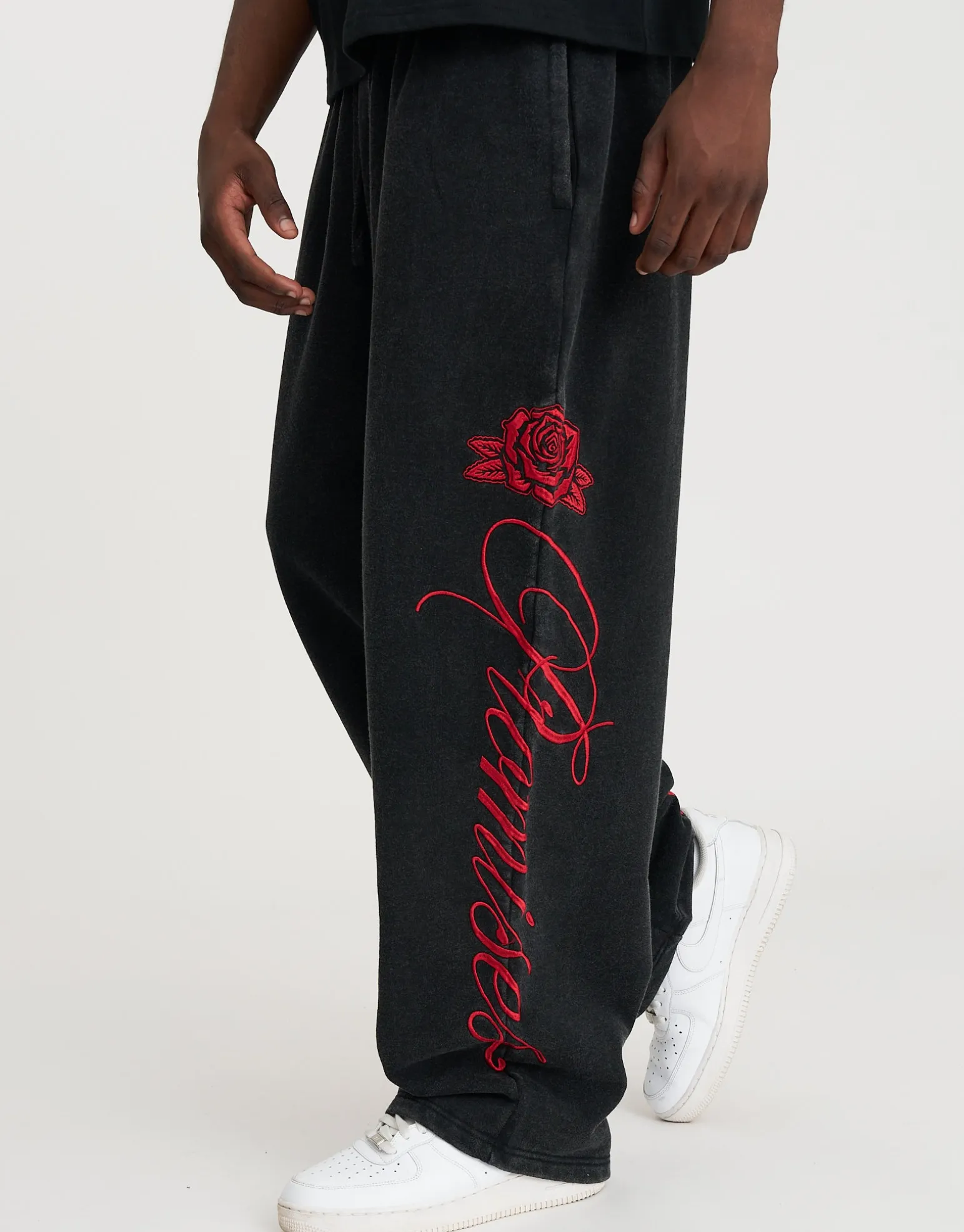 Los Angeles Rose Wide Leg Track Pants in Snow Marle