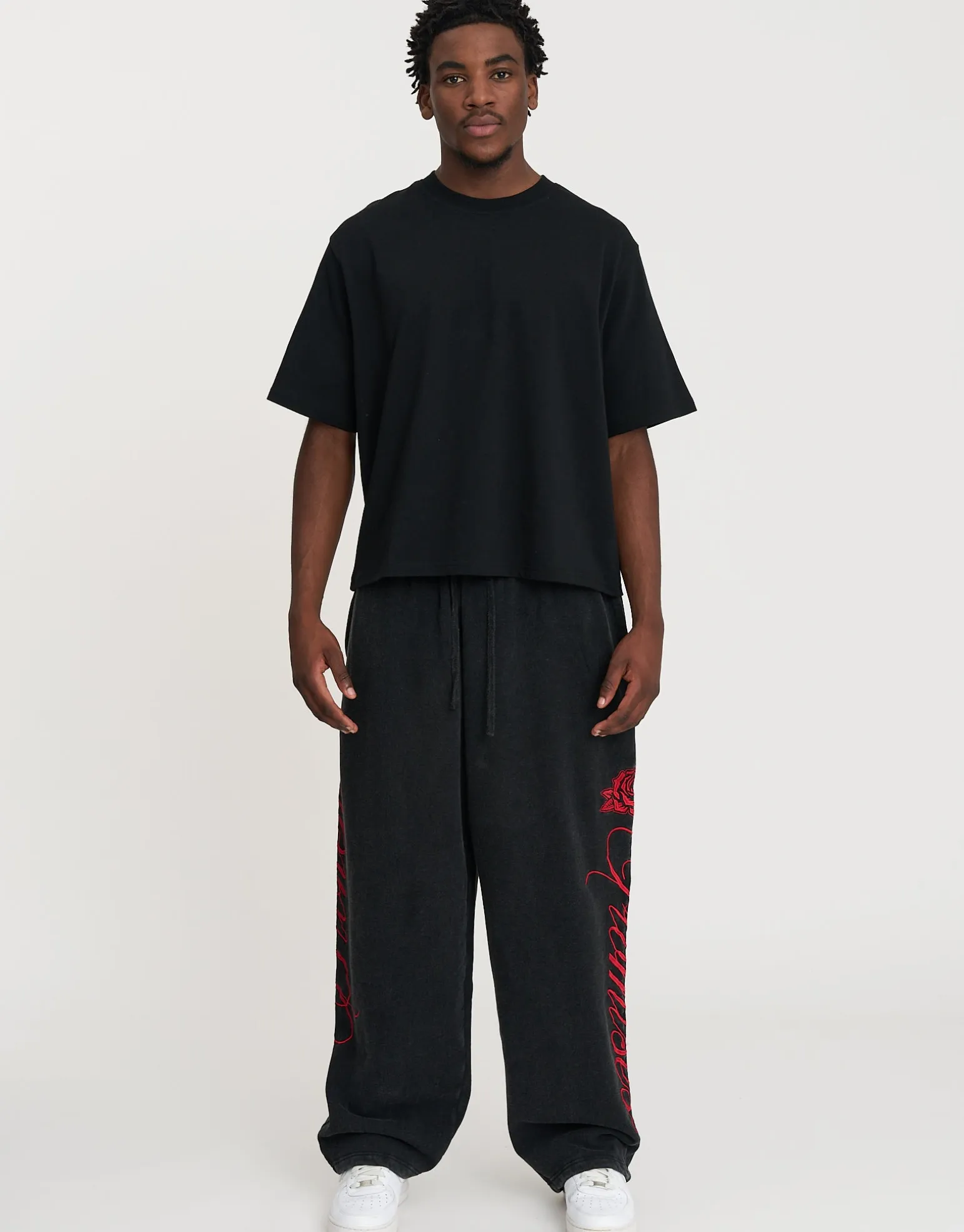 Los Angeles Rose Wide Leg Track Pants in Snow Marle