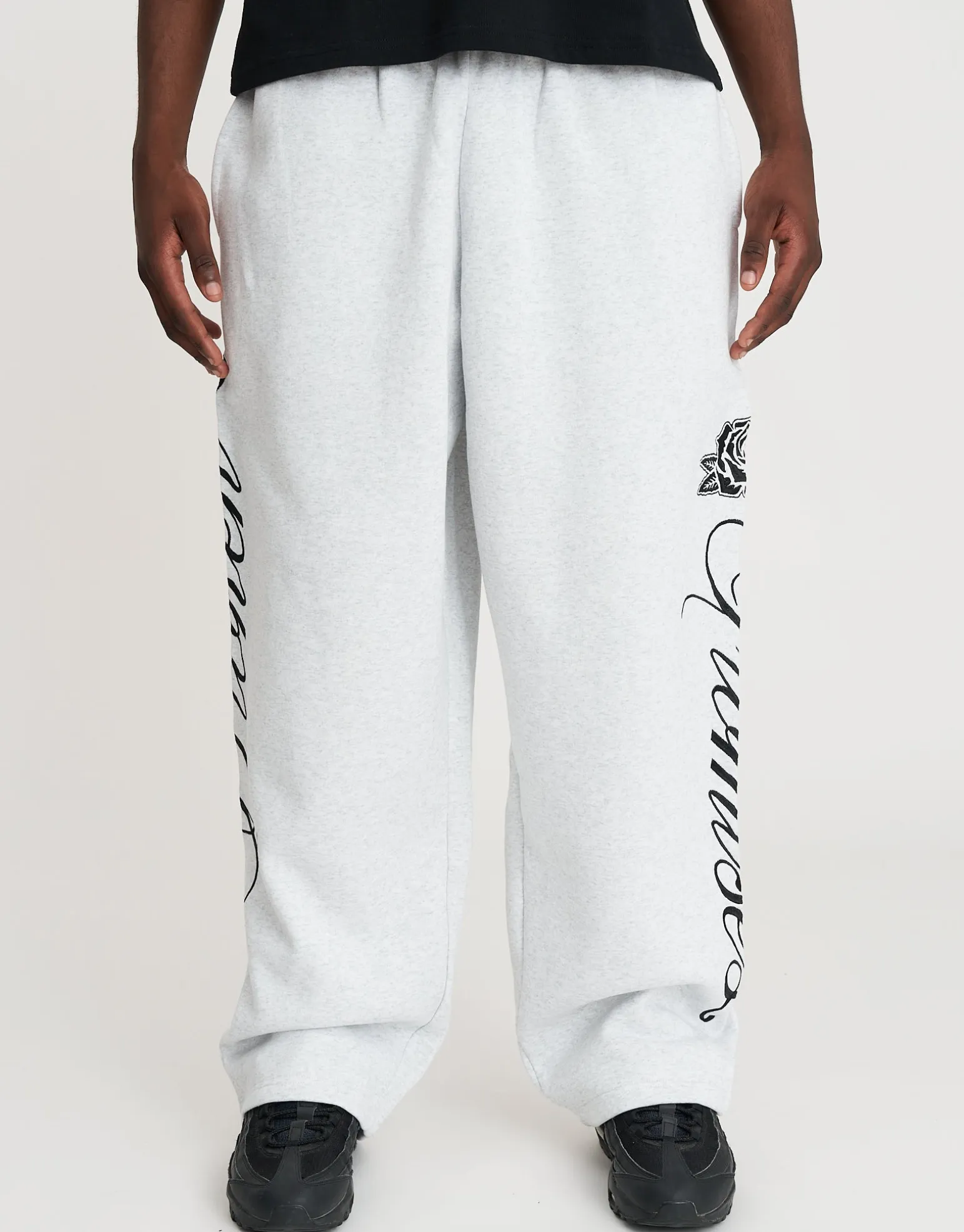 Los Angeles Rose Wide Leg Track Pants in Snow Marle