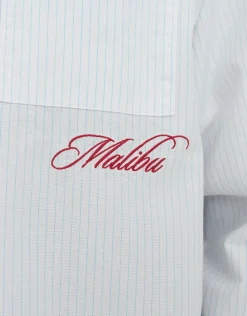 Malibu Striped Oxford Long Sleeve Shirt in Blue/white