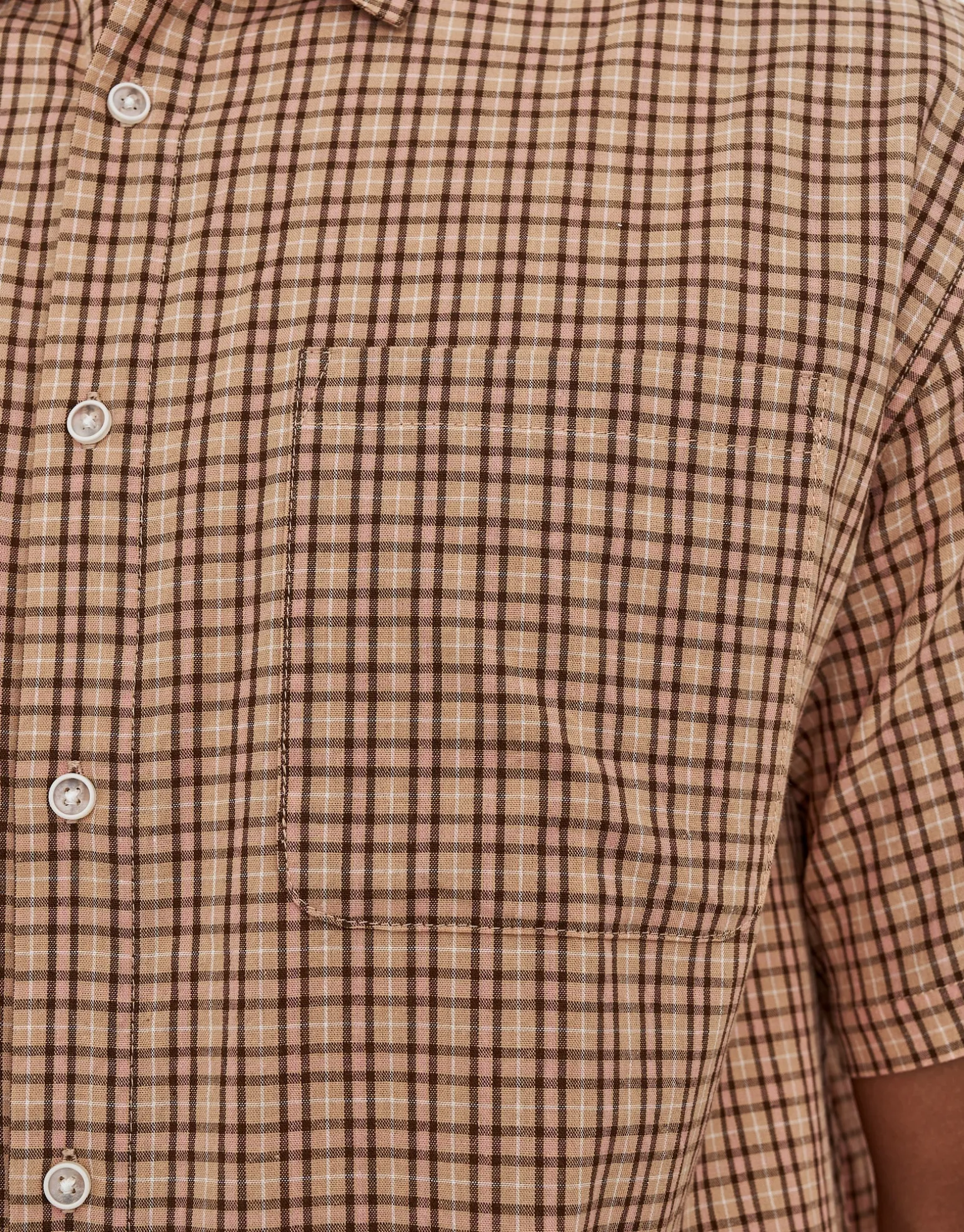 Manhattan Check Short Sleeve Shirt in Peach