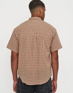 Manhattan Check Short Sleeve Shirt in Peach