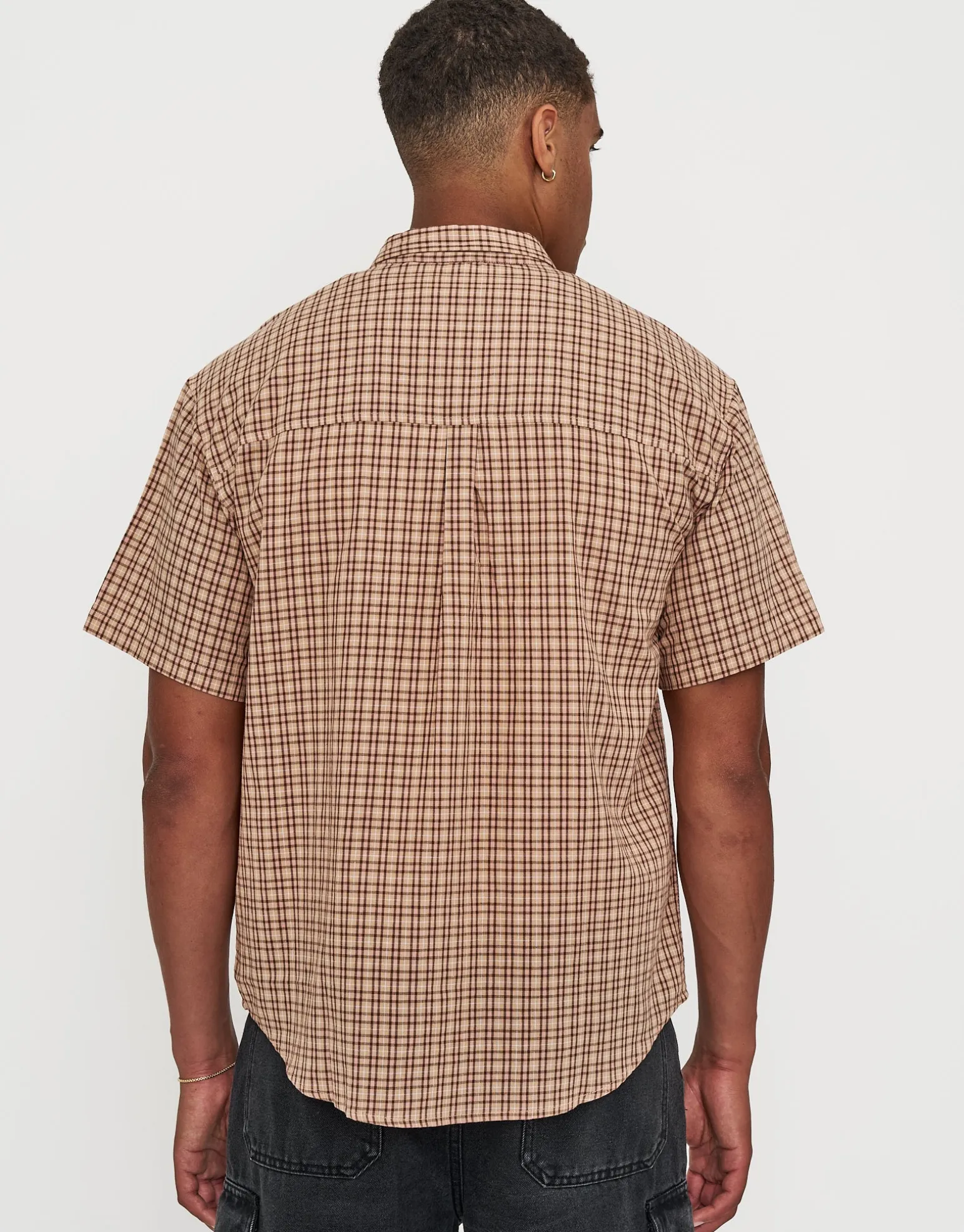 Manhattan Check Short Sleeve Shirt in Peach