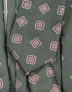 Medallion Textured Slim Tie in Khaki