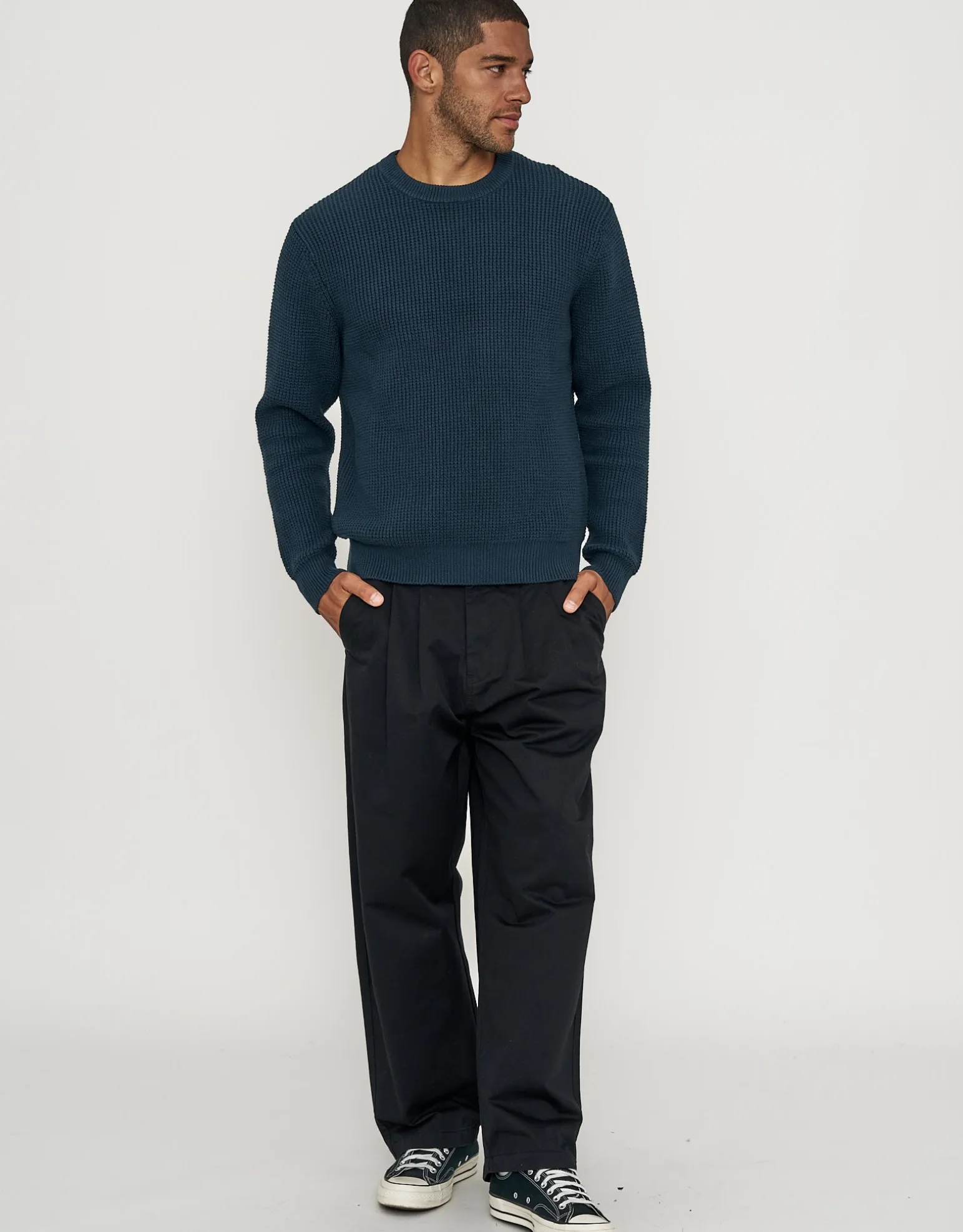 Melange Crew Neck Knit in Khaki