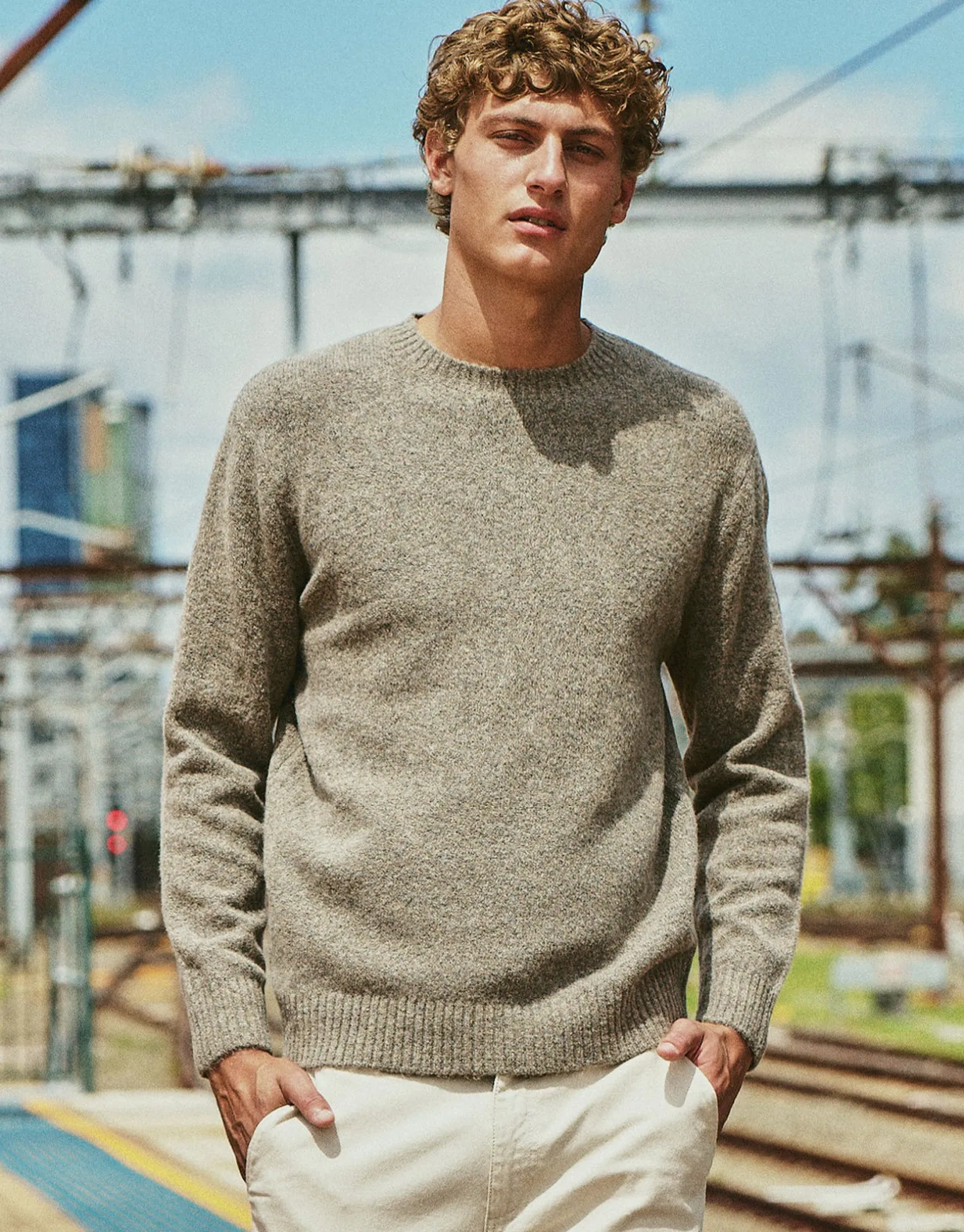 Melange Crew Neck Knit in Sand