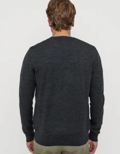100% Merino Crew Neck Knit Jumper in Chocolate