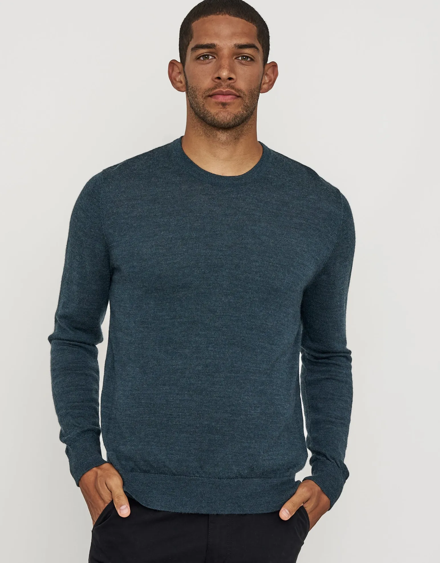 100% Merino Crew Neck Knit Jumper in Chocolate
