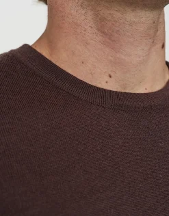 100% Merino Crew Neck Knit Jumper in Chocolate