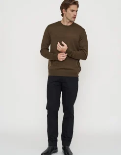 100% Merino Crew Neck Knit Jumper in Green
