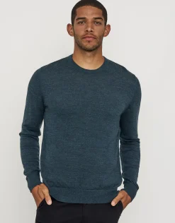 100% Merino Crew Neck Knit Jumper in Green