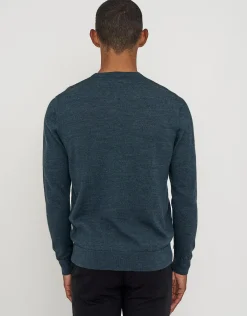 100% Merino Crew Neck Knit Jumper in Olive
