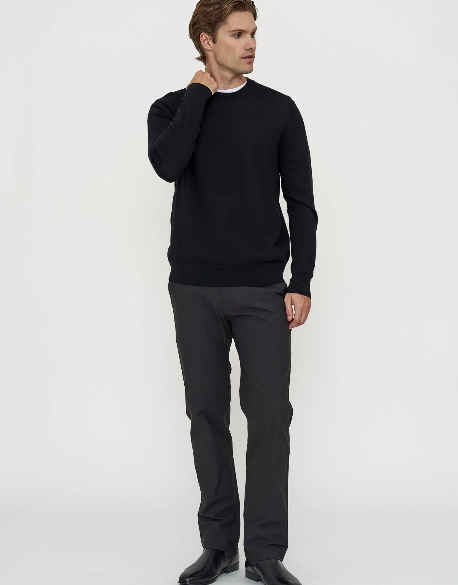 100% Merino Crew Neck Knit Jumper in Petrol