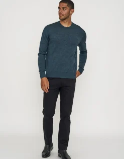 100% Merino Crew Neck Knit Jumper in Petrol