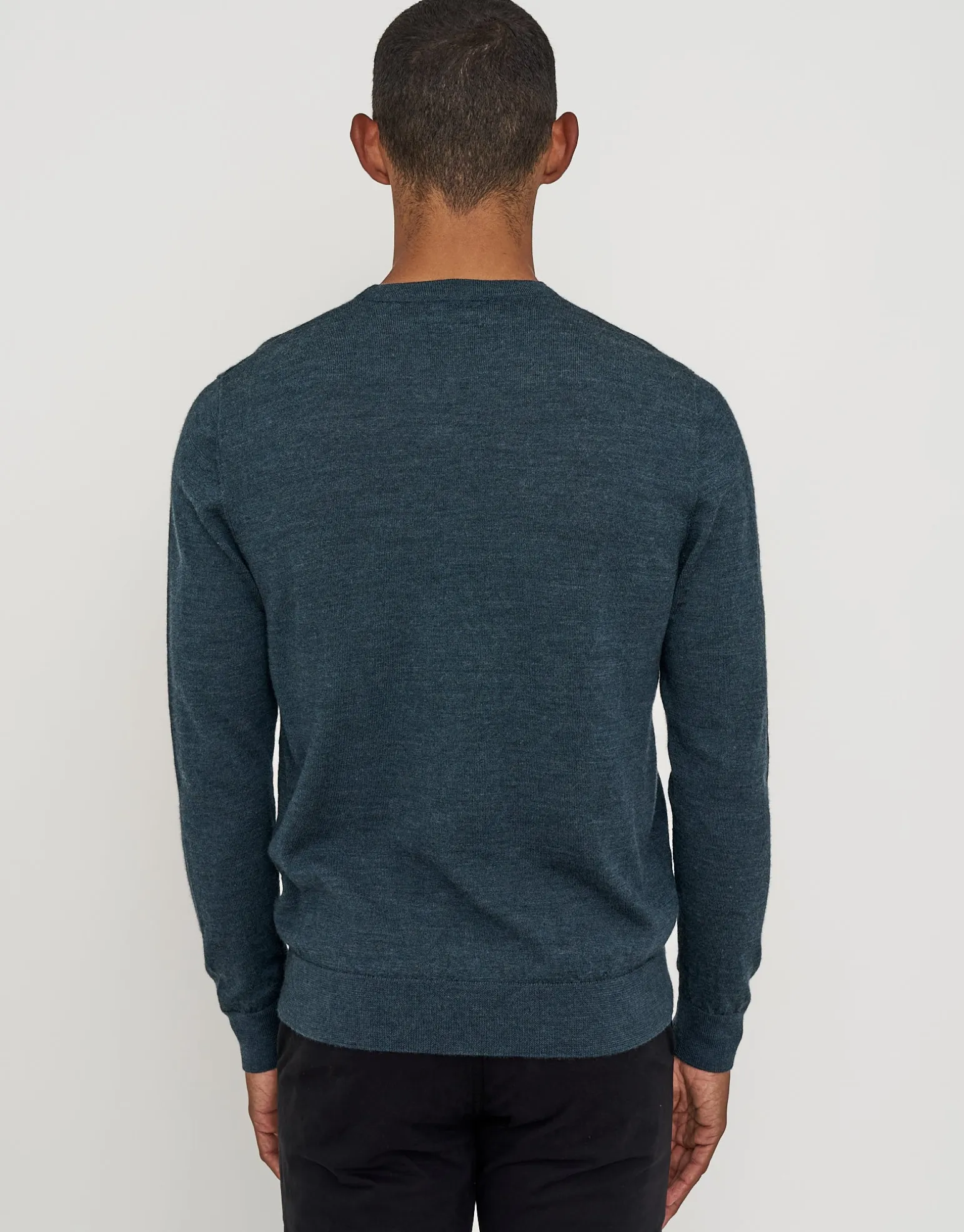 100% Merino Crew Neck Knit Jumper in Petrol