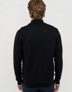 100% Merino Quarter Zip Knit Jumper in Chocolate