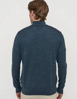 100% Merino Quarter Zip Knit Jumper in Ecru