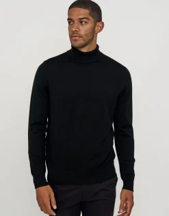 100% Merino Turtleneck Jumper in Black