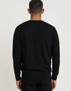 100% Merino V Neck Knit Jumper in Charcoal